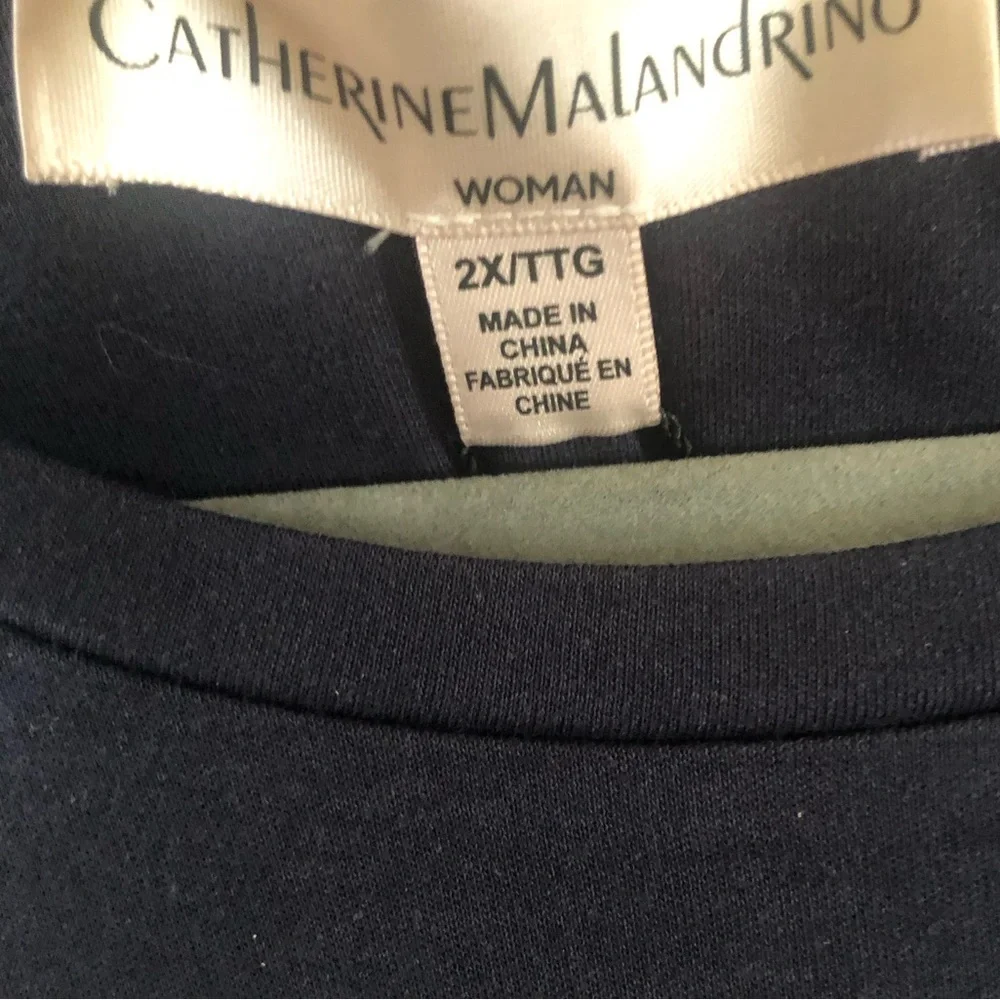 Anthropologie Catherine Malandrino Navy & White Embroidered Plus Size Top 2X NWT - Picture 5 of 11